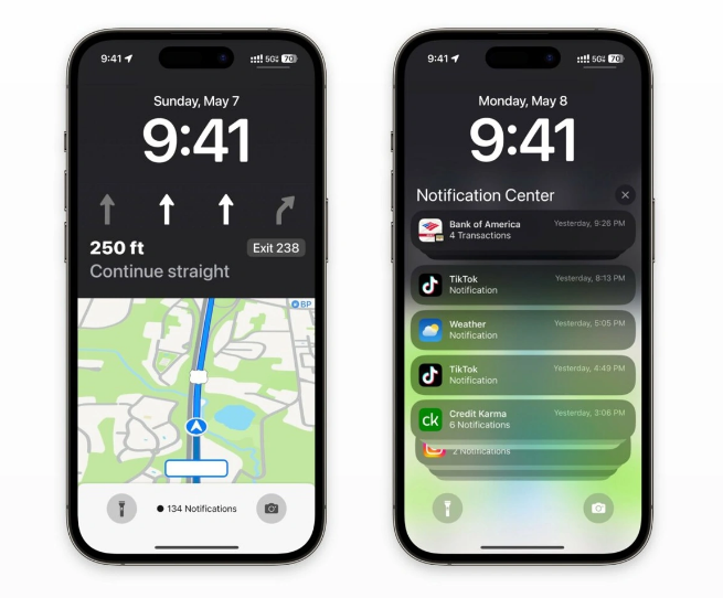 日土苹果维修服务分享iOS17锁屏地图导航半屏显示长什么样 